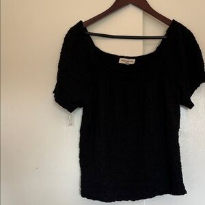 Lucky Brand Textured Black Blouse